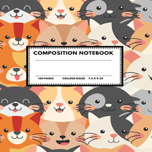 College Ruled Composition Notebook: Cute Cat Design